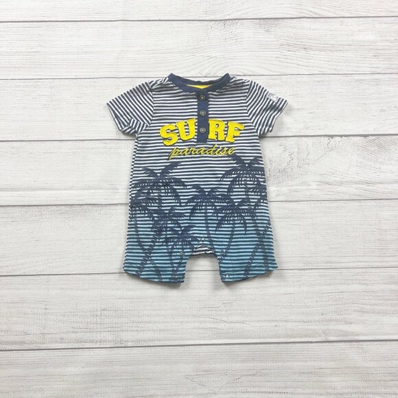Petit Lem Other - Petit Lem Baby Boy Romper Striped “Surf Paradise” One Piece 3 Months